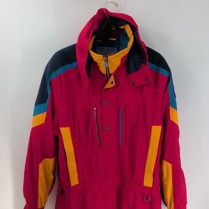 Vintage 90s Hard Corps Retro Half Zip Hooded Colorblock Ski Jacket Sz XL